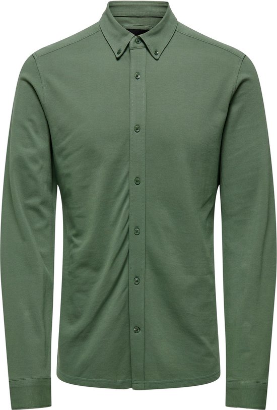 Only & Sons Overhemd Onstarp Slim Pique Btn Dwn Ls Shirt 22024494 Hedge Green Mannen Maat - XL