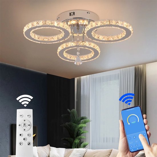 3 Ringen Plafondlamp - Zwart - Afstandsbediening - Dimbaar Met App Smart Lamp Woonkamerlamp Moderne Lamp Plafoniere