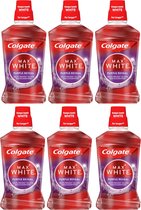 Colgate - Mondwater - Max White Purple - Zonder Alcohol - 6 X 500 - Voordeelverpakking