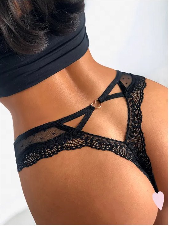 String - Strings Dames -Lingerie Erotisch - Sexy Lingerie - Ondergoed Dames  - Zwart - S | bol