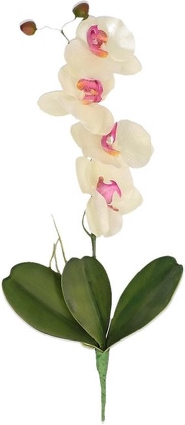 Roze/wit Orchidee/Phalaenopsis kunstplant takken 44 cm voor binnen - kunstplanten/nepplanten/binnenplanten