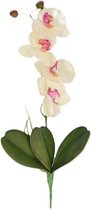 Roze/wit Orchidee/Phalaenopsis kunstplant takken 44 cm voor binnen - kunstplanten/nepplanten/binnenplanten