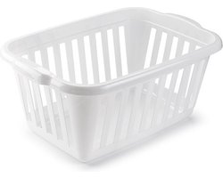 Plasticforte Wasmand - wit - kunststof - 40 liter - 60 x 40 x 26 cm - manden voor wasgoed - opbergmand