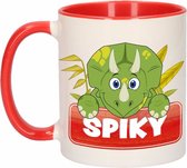 1x tasse / mug Spiky - rouge avec blanc - céramique 300 ml - tasses dinosaures