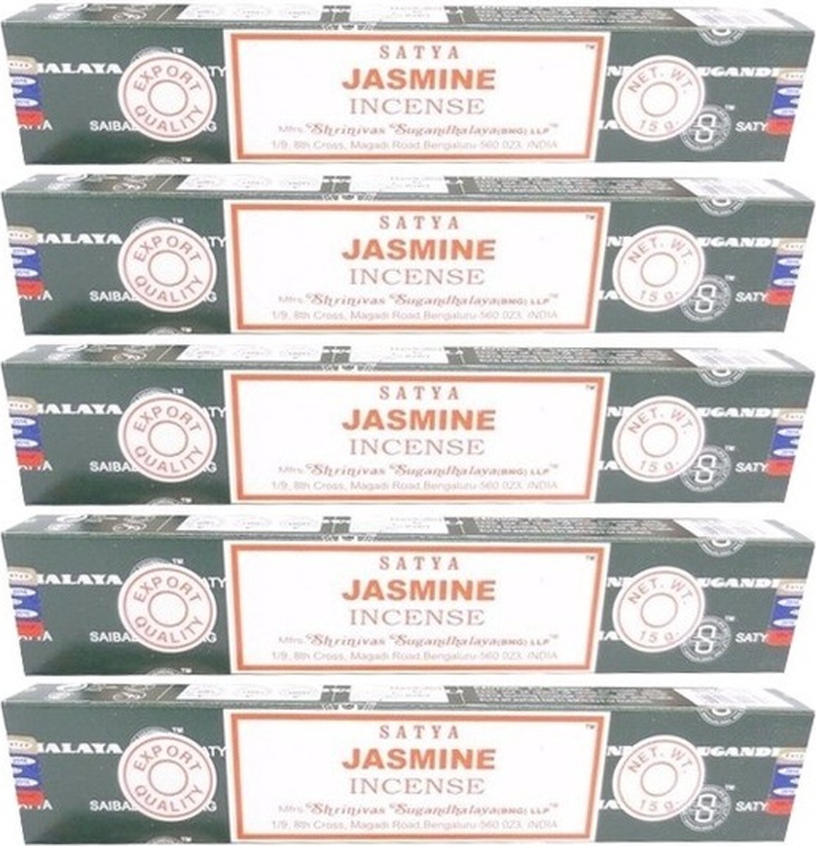 HEM Satya Nag Champa wierook stokjes - Jasmine - 5x pakje van 12 stuks - 15 gram Multi