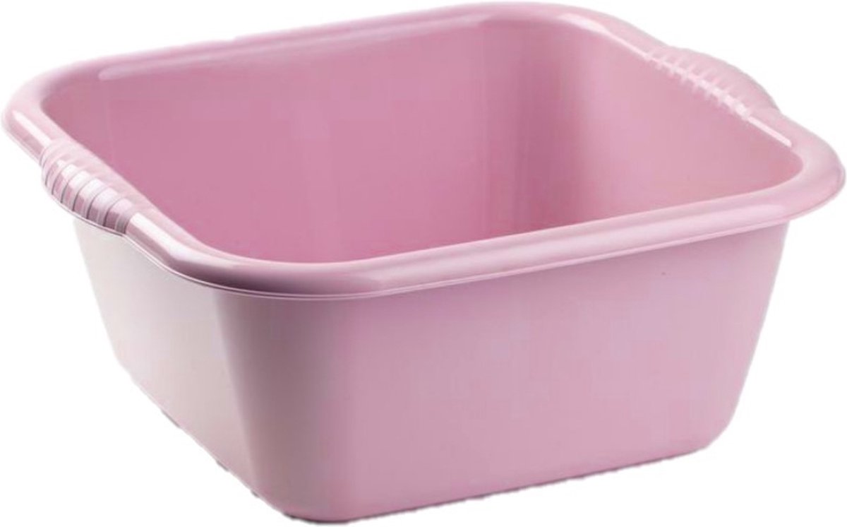 Goedkoopste Plasticforte teiltje/afwasbak - Set van 2x stuks - vierkant - kunststof - 3 liter - 25 x 23 x 11 cm - Oud roze - Schoonmaken - klein formaat