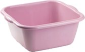 Set van 2x stuks kleine Kunststof teiltjes/afwasbakken vierkant 3 liter oud roze - Afmetingen 25 x 23 x 11 cm - Huishouden