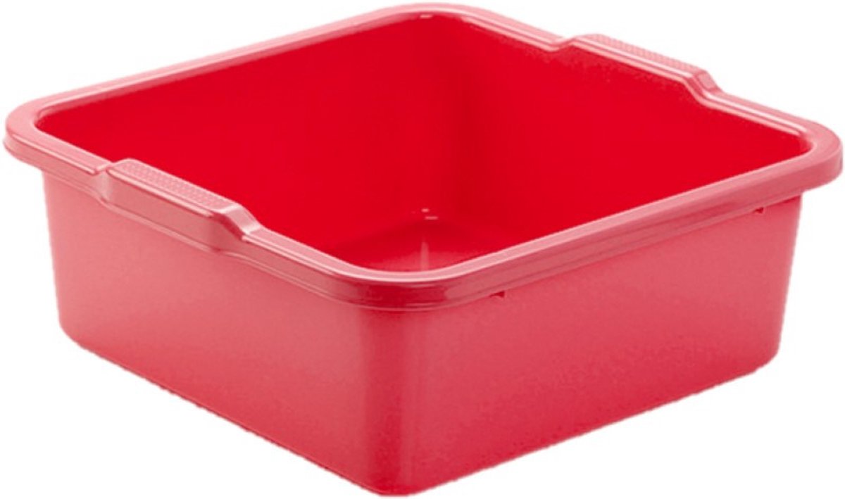 Goedkoopste Plasticforte Afwasbak - Set van 2x stuks - kunststof - vierkant -11L - rood - 36 x 35 x 13 cm - Huishouden