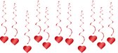 Valentijn Decoratie Rode Swirl Slingers Hartjes Hangdecoratie Versiering Feest Versiering Huwelijk Rood - 12 Stuks