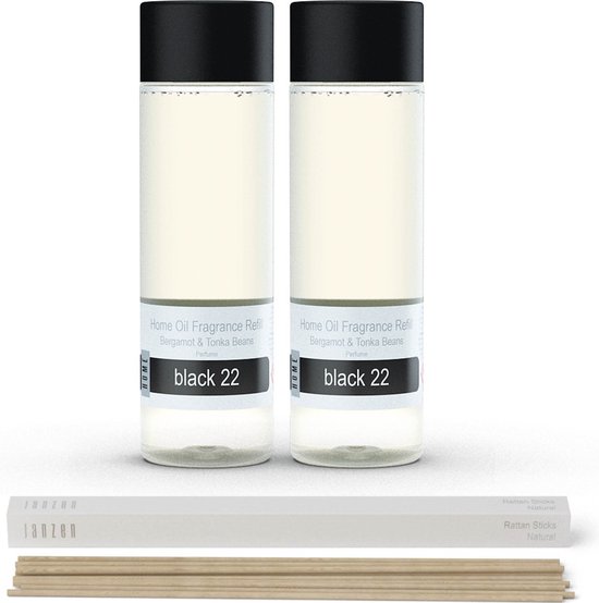 JANZEN Recharge de Parfum Home' Ambiance Noir 22 2-pack Incl. Bâtons gratuits