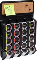 Houder Wall Single Serve Storage Organizer en Memoboard, 20 koffiepod-capaciteit, magnetische of zelfklevende montage, 27 cm L x 39 cm B x 6,5 cm H, plastic, zwart
