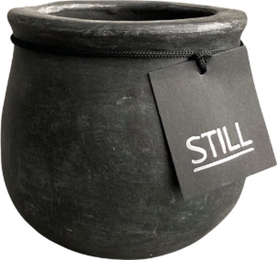 STILL Klein Potje - Pot - Aardewerk - Black Vintage - Zwart - 13x14 cm