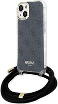 Guess 4G Printed Crossbody Back Case - Geschikt voor Apple iPhone 15 (6.1") - Zwart