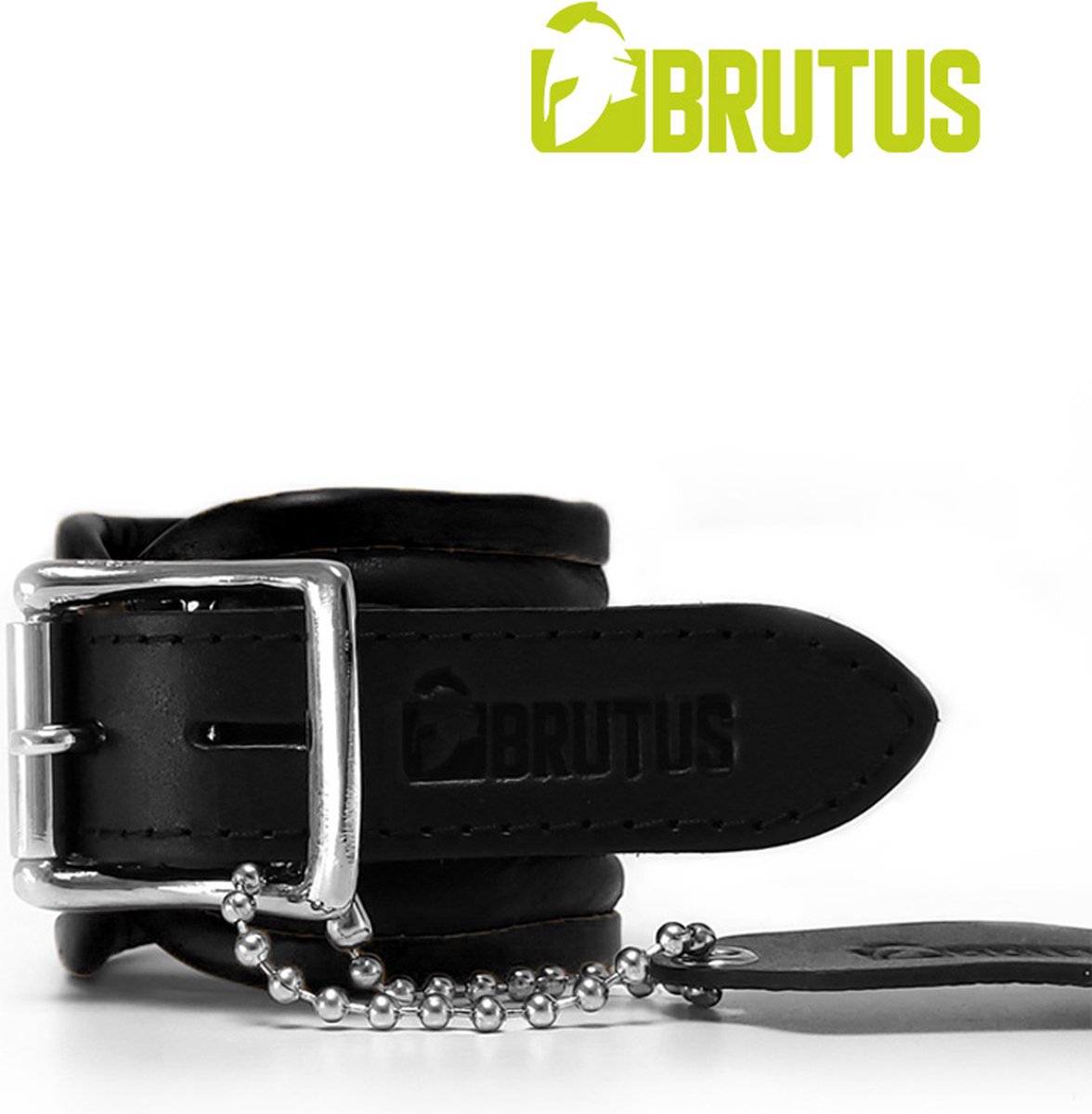 Goedkoopste BRUTUS LEATHER - Leren Polsbeperkingen Handboeien - Zwart/Zwart