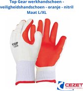 Top Gear werkhandschoen - veiligheidshandschoen - monteurshandschoen - oranje/wit - maat L/XL - nitrile - bescherming
