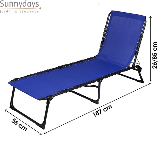 SET X 2 MARINEBLAUWE STRANDSTOEL 187X56XH26/85CM van Urban Living — afbeelding 3