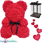 Rozen beer Wit met rood hart 30 cm + Unieke Giftbox! | Roses Bear Valentine Day giftbox  | Rozenbeer met strikje | Knuffel met jou geliefde tijdens Valentijn! | Love Teddybeer | Ik hou van jou / I Love you Knuffelbeer gift box | Roos Beertje hart