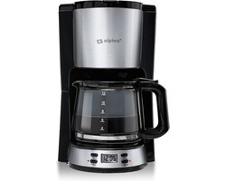 alpina Koffiezetapparaat Filterkoffie - 1.5L - 12 Kopjes - Glazen Kan - Digitaal Display - Zwart
