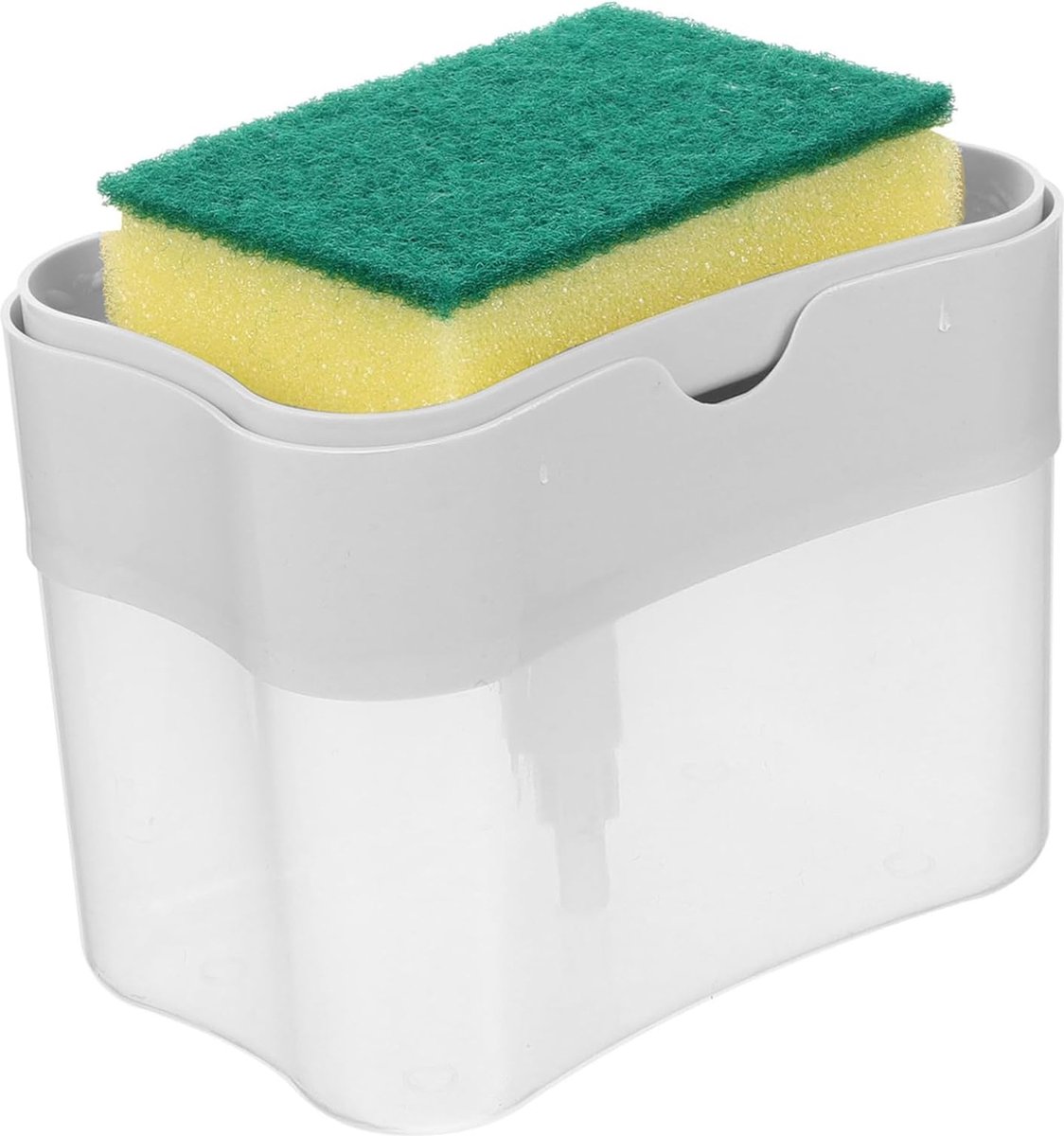 Waledano® Handmatige afwasmiddel dispenser - Zeepdispenser Met Spons - Materiaal van hoge kwaliteit - Sponshouder met zeep - Wit