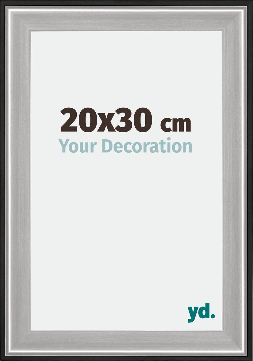 yd. Your Decoration - Fotolijst 20x30 cm - Hout - Zwart Zilver Gepolijst - Birmingham