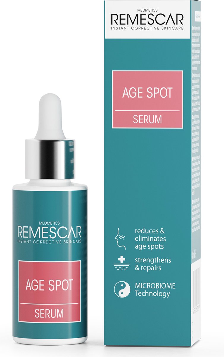 Remescar Age Spot Serum - Serum tegen Ouderdomsvlekken, Ouderdomsvlekken verwijderen Crème met bakuchiol, pigmentblokkerende-suikers en aminozuur, Klinisch bewezen Hyperpigmentatie Crème om pigmentvlekken te verwijderen, 30ml