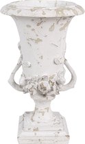 Clayre & Eef Pot de fleurs Ø 19x28 cm Blanc Beige Polyrésine Vase de décoration