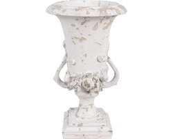 Bloempot voor Binnen – Wit – Decoratieve Pot – Ø 19 cm – Kunststof - Plantenpot - Tuin buiten