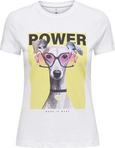 Only T-shirt Onlvibe Life S/s Glasses Top Box Cs 15328133 Bright White/power Dames Maat - S