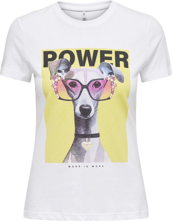 Only T-shirt Onlvibe Life S/s Glasses Top Box Cs 15328133 Bright White/power Dames Maat - S