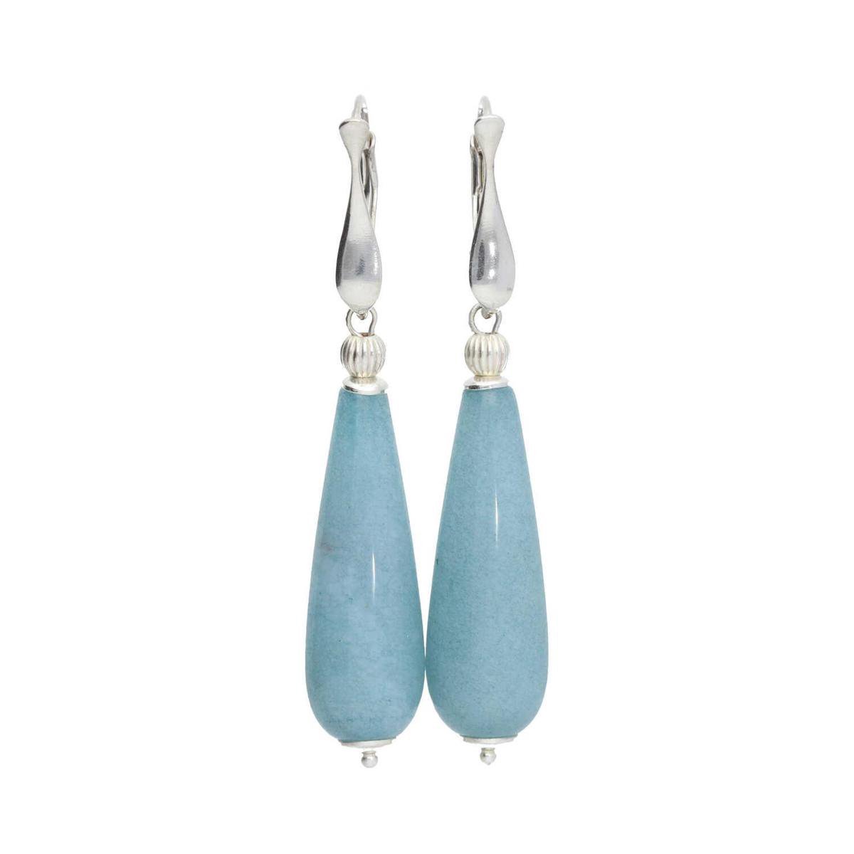 Bela Donaco Oorbellen Art Deco – Blauwe Jade – Sterling Zilver