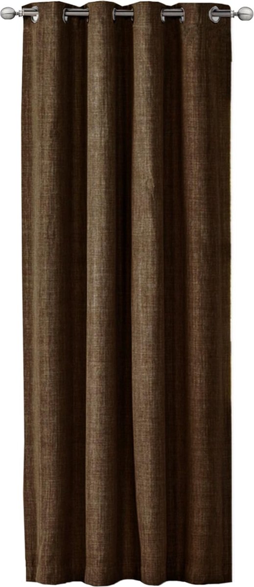 Gordijnen met Ringen 200 x 250 cm Gordijnen Kant en Klaar Effen Ondoorzichtig Geluiddempend 100% Verduisterende Gordijn Voor Badkamer Slaapkamer, bruin