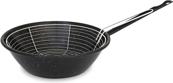 IBILI IBILI Korinto Frituurpan Met Mandje - 24 Cm Geëmailleerd Staal, Inductie Geschikt Frituurpan 24 Cm