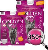 Golden Grey Master - kattenbakvulling - stevige klonten - geen kattenbakgeur in huis - heel zuinig - voordelige bundel 14 + 7 kg
