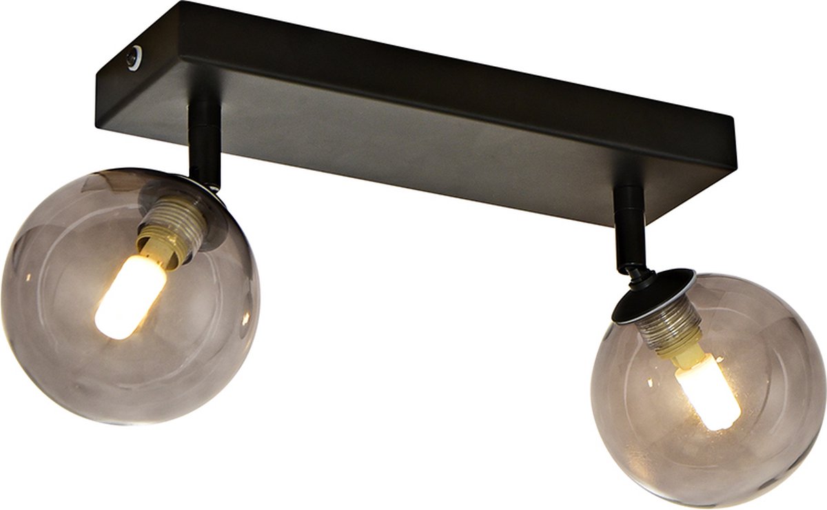 Olucia - AMER - Badkamer Plafondlamp - Zwart / Grijs - Geschikt voor Badkamer - Vorm: Rond