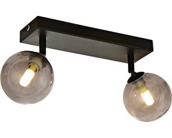 Olucia - AMER - Badkamer Plafondlamp - Zwart / Grijs - Geschikt voor Badkamer - Vorm: Rond