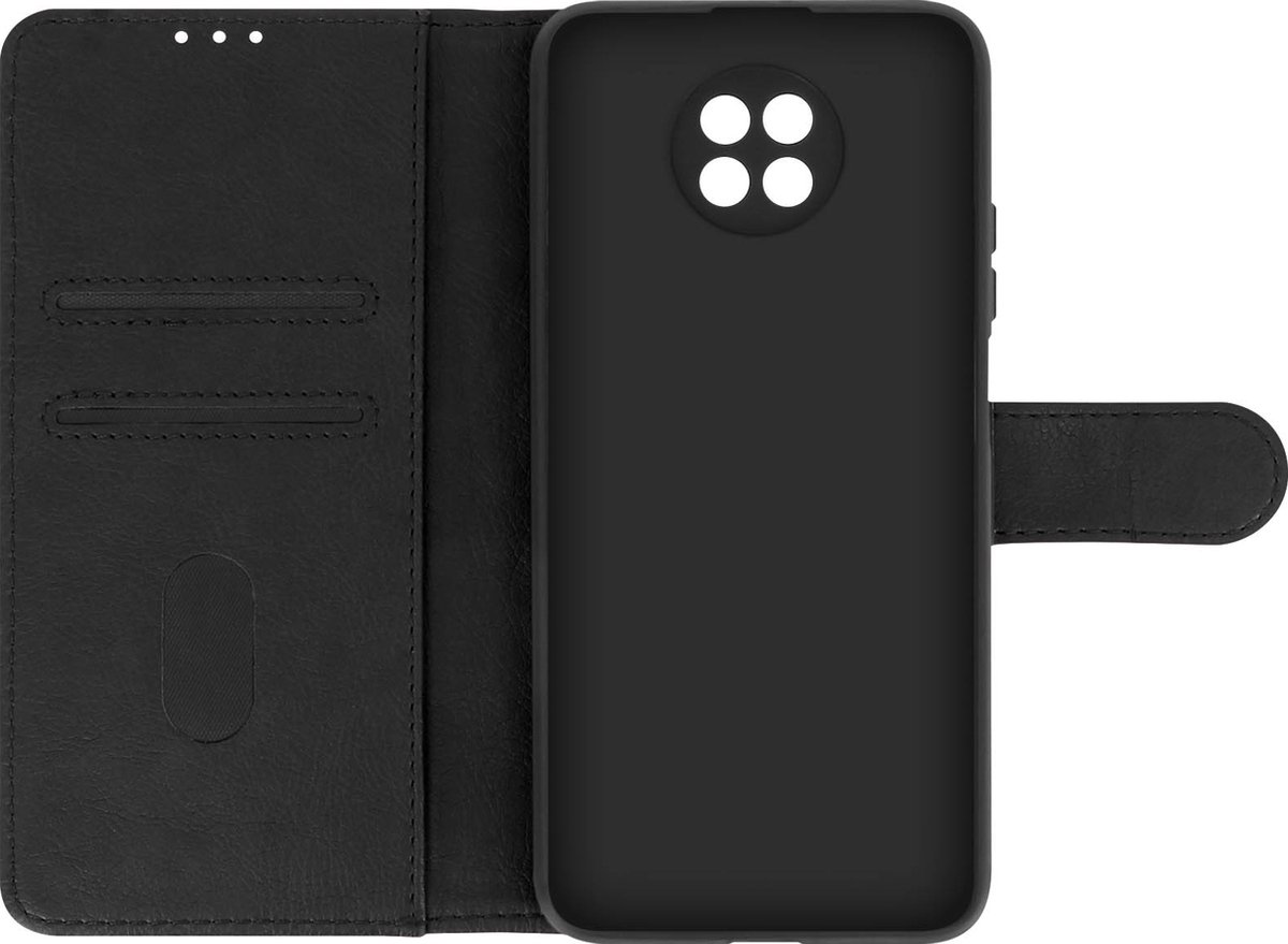 Avizar Foliohoes Geschikt voor Redmi Note 9T 5G Portemonnee en Videohouder, Zwart
