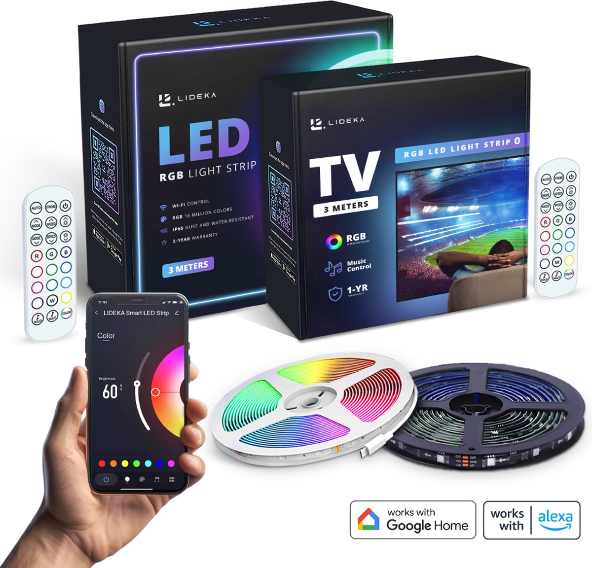 Lideka® - LED Light - 3 Meter + TV strip 3M - RGB Lights - met Afstandsbediening - Light Strips - Licht Strip - Led Verlichting