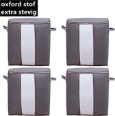 4 Stuks Opbergtassen van Oxford stof - voor kleding, dekbed en tuinkussens - set van 4 stuks - 62 liter - 48x28x46 - grijs