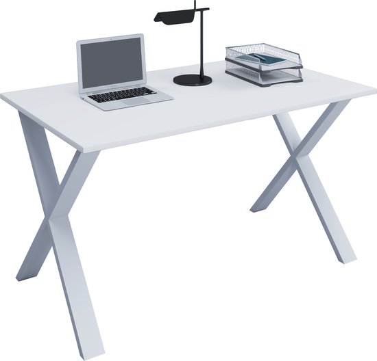 VCM Houten Bureau Computer Tafel Werktafel Kantoormeubilair Lona X Wit Houten Bureau Computer Tafel Werktafel Kantoormeubilair Lona X Wit