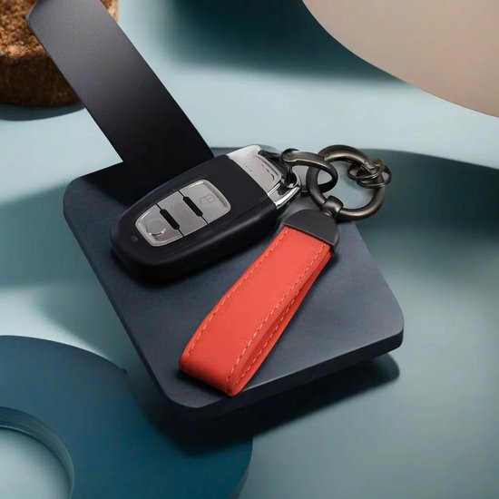Sleutelhanger Auto Leer rood - Luxe sleutelhanger - Geschikt voor o.a. Volkswagen/Mercedes/Audi/BMW - Sleutelhanger Auto - Verschillende kleuren - Lederen hanger - Premium sluiting - Hoogwaardige kwaliteit