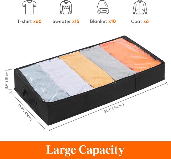Opbergboxen voor onder het bed met deksel en wielen