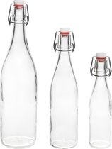 2,4 of 6 x 1 liter beugelfles/fles met beugelsluiting/lege glazen fles met beugelsluiting/wijnfles/fles voor sterke drank/glazen fles voor azijn/olie 1000 ml van , wit
