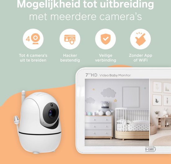 Babyfoon avec caméra B-care - Babyphone - Caméra Babyfoon Baby Monitor -  Écran 5,0