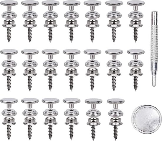QIUTIMIY 20 Set Lederen Snap Fasteners Kit, Drukknopen met