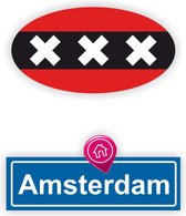 Amsterdam steden vlaggen auto sticker set 2 stickers