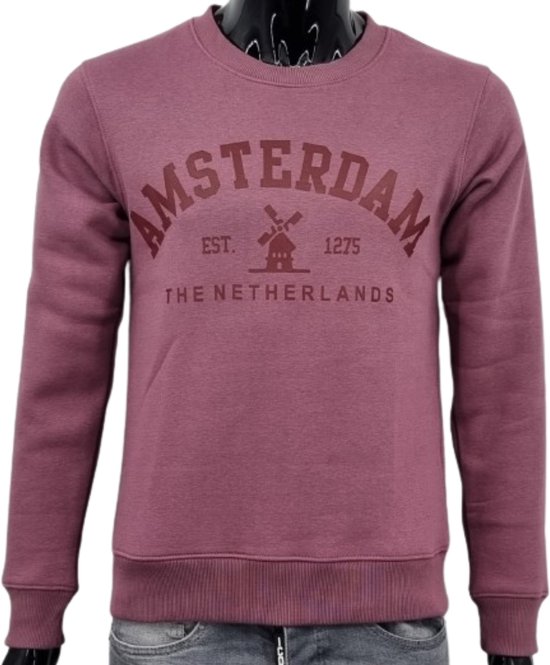 Hitman - Heren Trui - Heren Sweater - Holland Souvenir - Amsterdam Souvenir - Amsterdam Sweater - Paars - Maat XL
