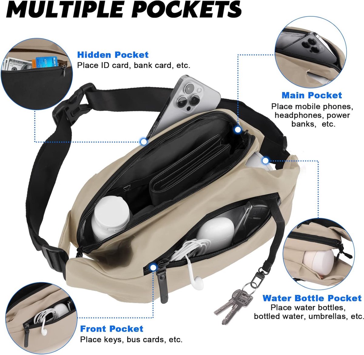 Buiktas heuptasje voor dames en heren stijlvolle fanny pack heuptas waterdicht sporttas unisex voor outdoor kamperen wandelen fitness fietsen reizen Buiktas heuptasje voor dames en heren stijlvolle fanny pack heuptas waterdicht sporttas unisex voor outdoor kamperen wandelen fitness fietsen reizen