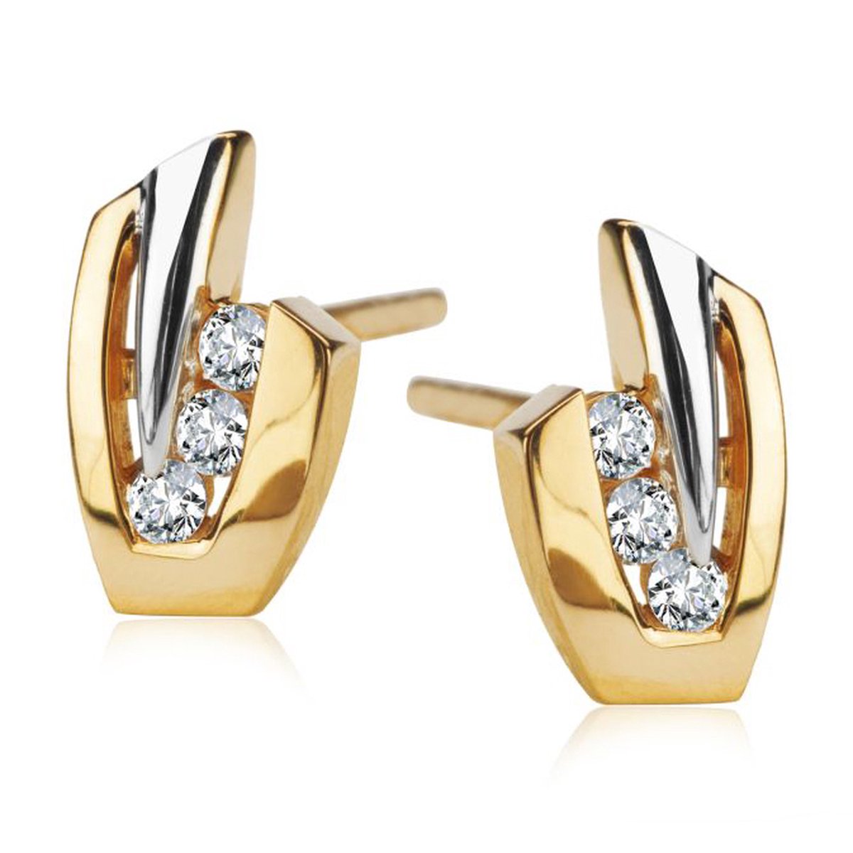 Juwelier Zwartevalk - 14 karaat gouden bicolor oorbellen - 12.319