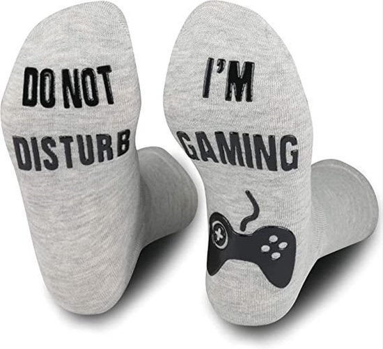 CHPN - Sokken - Gaming socks - Do Not Disturb - Grappige Sokken - Huissokken - One Size ~ Grijs - Mannen - Cadeau - Hippe sokken