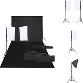 vidaXL Fotostudioset - Studiolampen en Achtergrondsysteem - 40 x 60 cm - Zwart - 600 x 300 cm - 100% katoen - Fotostudio Set